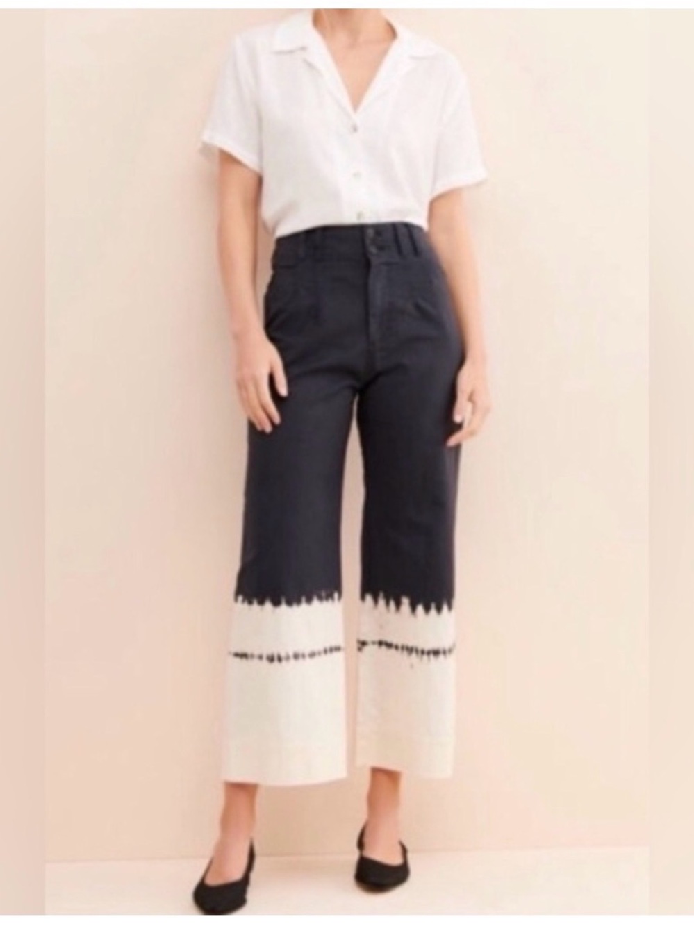 Anthropologie Fatima Dip-Dyed Black Wide-Leg Pants